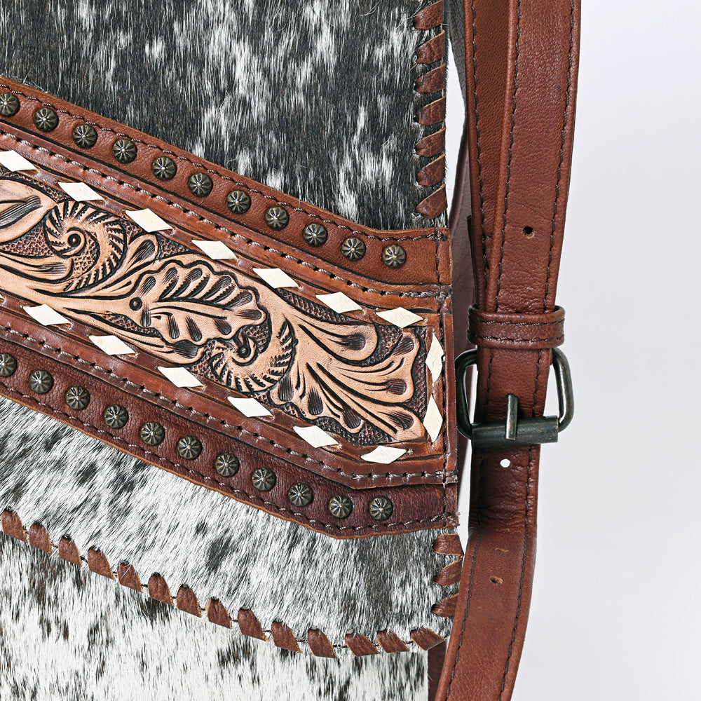 ADBG1073 American Darling Hair-on Cowhide Tooled Leather Crossbody Bag Western Genuine Leather Chaps Bag