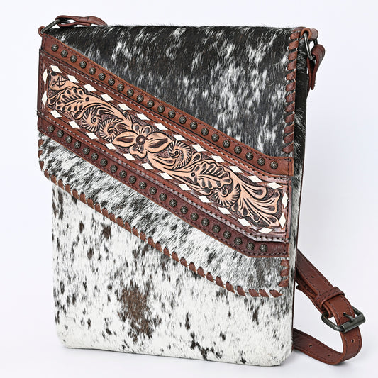 ADBG1073 American Darling Hair-on Cowhide Tooled Leather Crossbody Bag Western Genuine Leather Chaps Bag