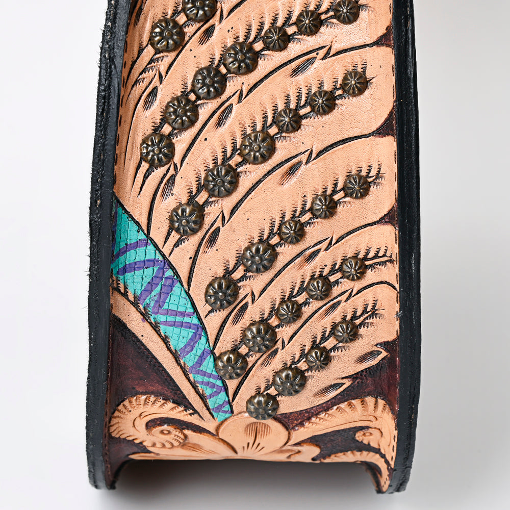 ADBG1076 American Darling Hair-on Cowhide Hobo Bag with Tooled Floral Strap Western Genuine Leather Purse