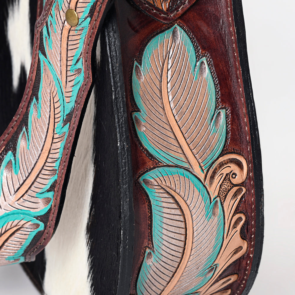 ADBG1076 American Darling Hair-on Cowhide Hobo Bag with Tooled Floral Strap - Western Genuine Leather Purse