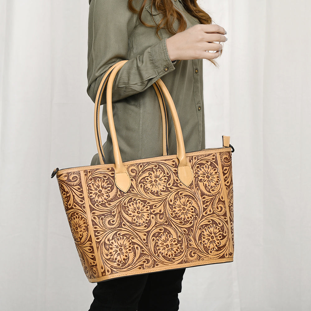 ADBGZ734A Tote Hand Tooled Genuine Western Leather Women Bag