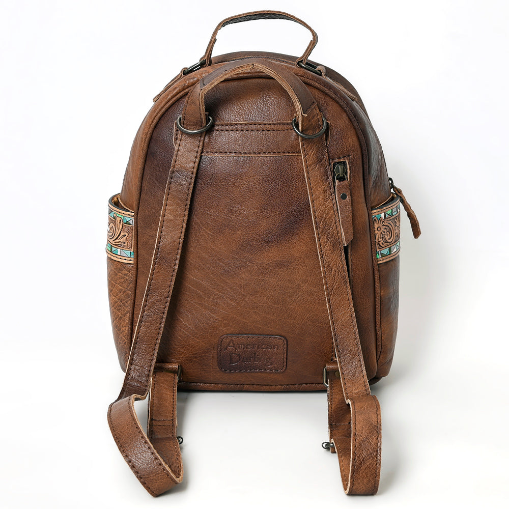 ADBGS156 Southwestern Saddle Blanket Backpack with Tooled Leather Accents - Western Style