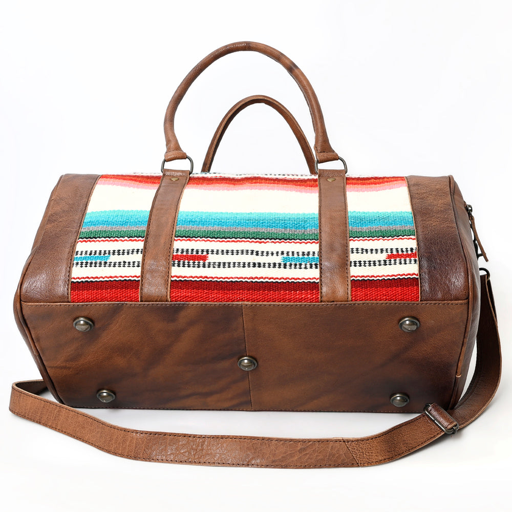 LC-ADBGS174J Serape Wool & Leather Duffle Bag - Colorful Western Travel Weekender