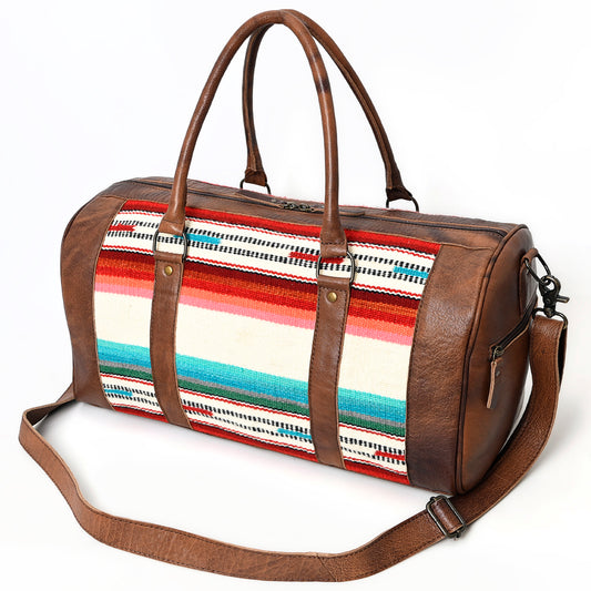 LC-ADBGS174J Serape Wool & Leather Duffle Bag - Colorful Western Travel Weekender