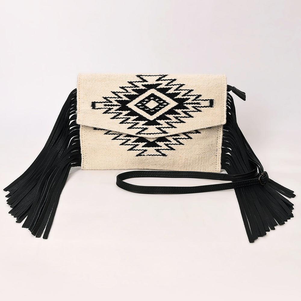 ADBGS178 Western Crossbody Envelope with Fringe - Wool Fabric
