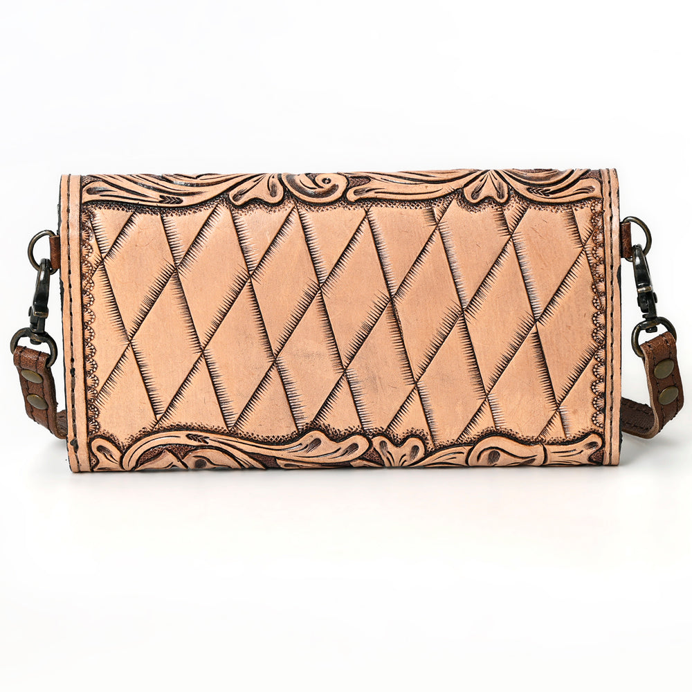 ADBG889 Hand-Tooled Floral Leather Crossbody Clutch American Darling
