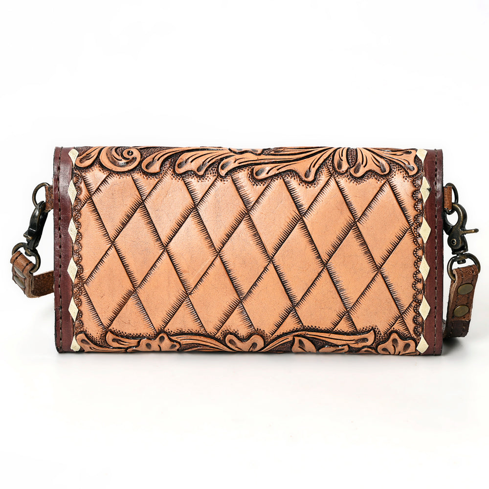 ADBG889 Hand-Tooled Floral Leather Crossbody Clutch American Darling