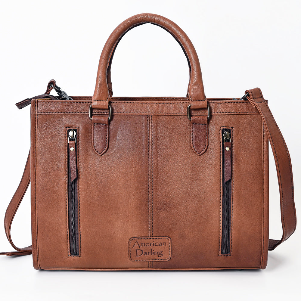 ADBG1085 American Darling Hair-on Cowhide Leather Tote Bag with Tooled Floral Panel