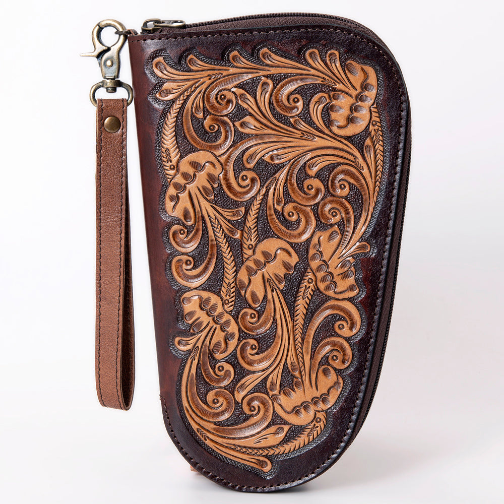 LC-ADGC101 Hand-Tooled Leather Gun Case / Pistol Pouch with Wristlet - American Darling