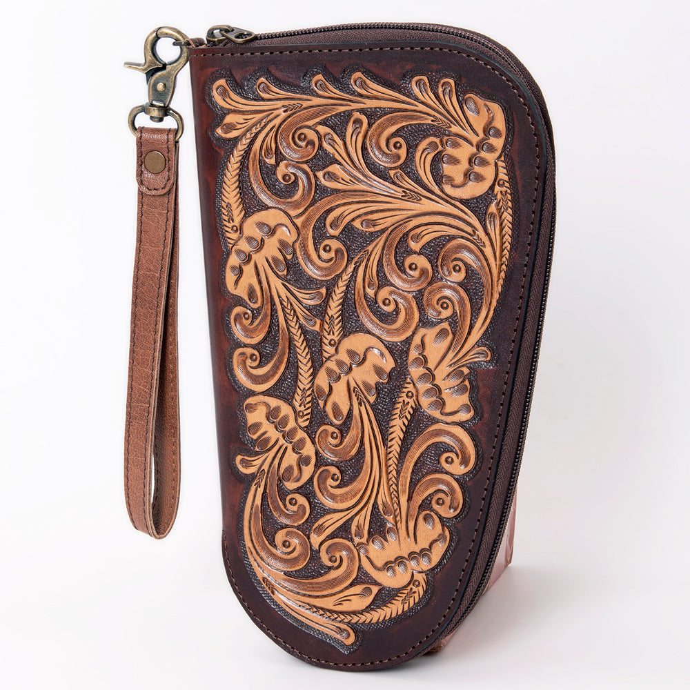 LC-ADGC101 Hand-Tooled Leather Gun Case / Pistol Pouch with Wristlet - American Darling