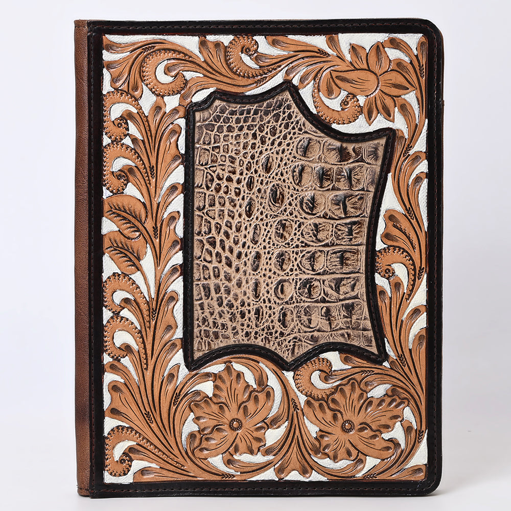 ADBG1087 American Darling Crocodile Embossed Hand-Tooled Leather Western Portfolio Bag