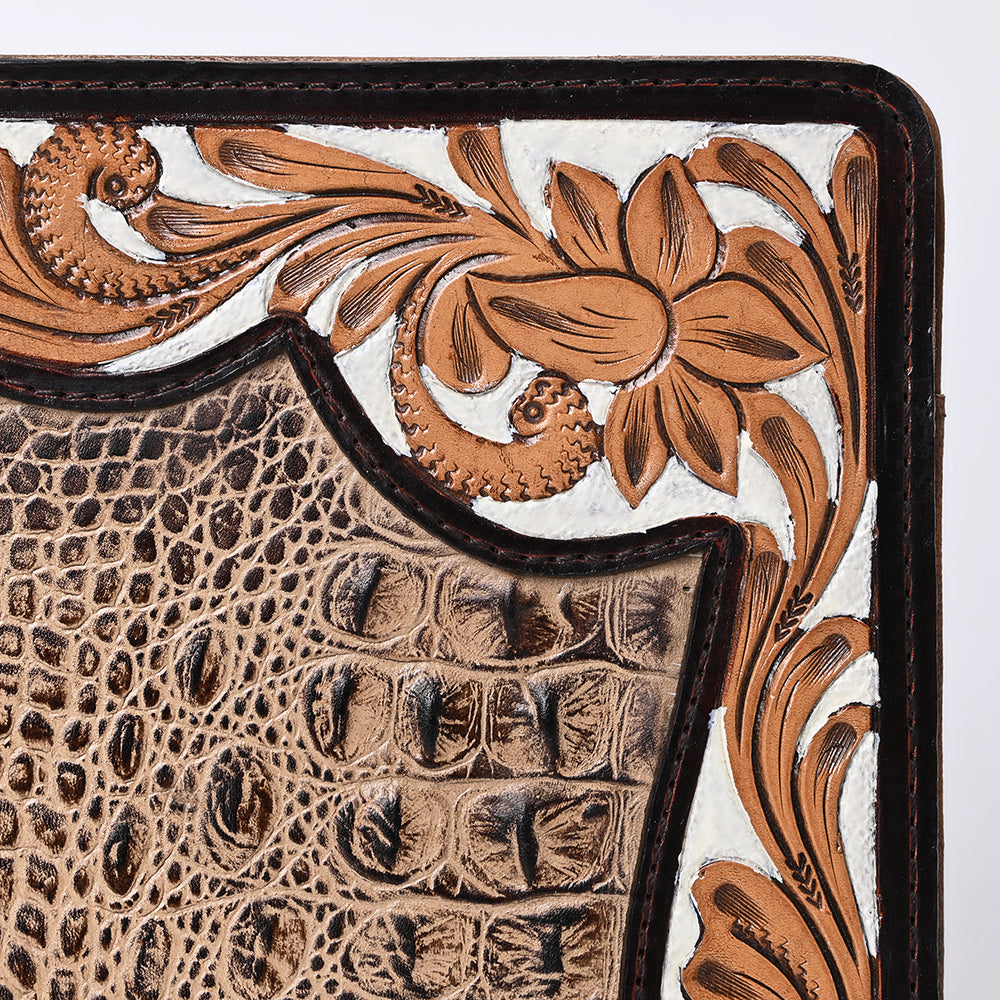 ADBG1087 American Darling Crocodile Embossed Hand-Tooled Leather Western Portfolio Bag