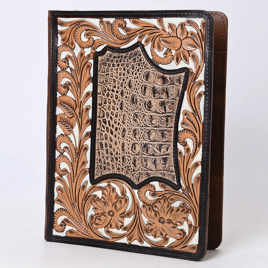 ADBG1087 American Darling Crocodile Embossed Hand-Tooled Leather Western Portfolio Bag