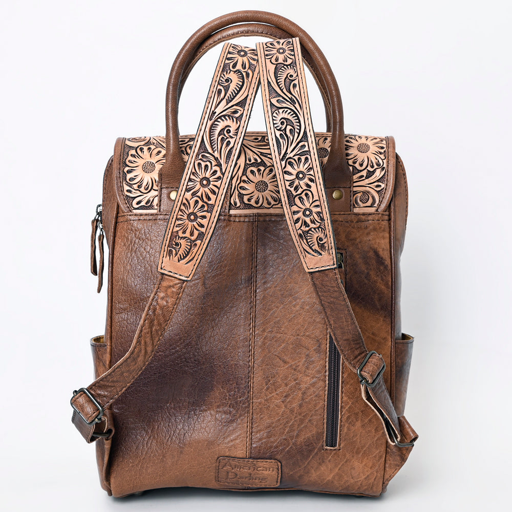ADBG1088A American Darling Hand-Tooled Leather Western Backpack with Woven Saddle Blanket