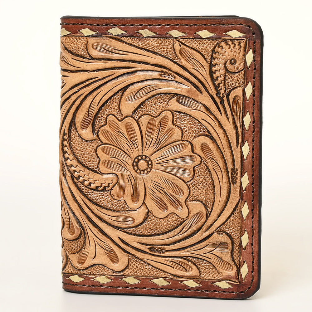 ADBG1092 American Darling Hand-Tooled Western Leather Wallet with Floral Carving