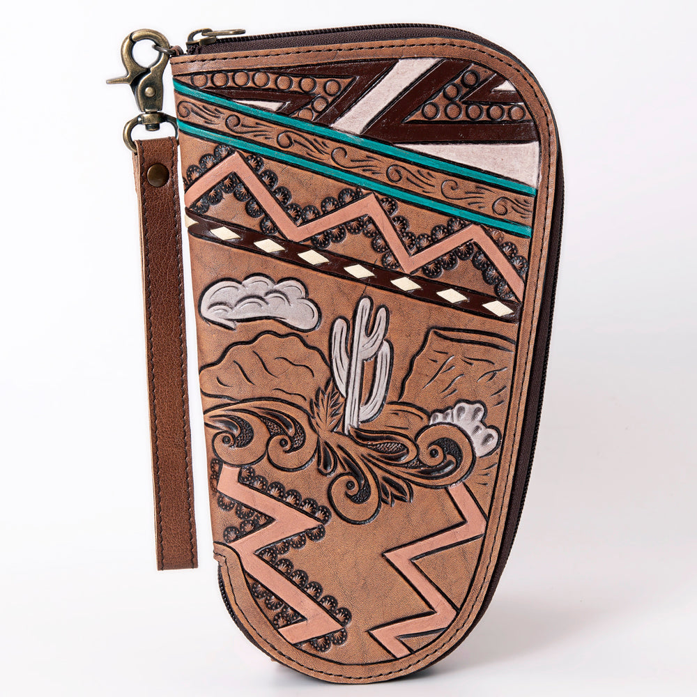LC-ADGC102 Hand-Tooled Leather Pistol Case with Desert Cactus Scene - American Darling