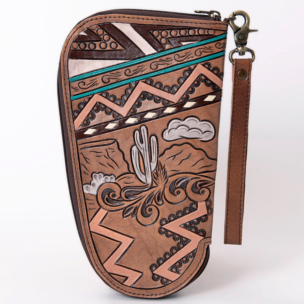 LC-ADGC102 Hand-Tooled Leather Pistol Case with Desert Cactus Scene - American Darling
