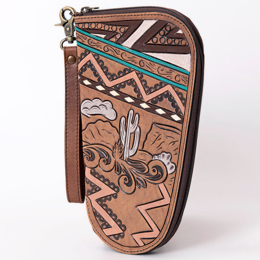 LC-ADGC102 Hand-Tooled Leather Pistol Case with Desert Cactus Scene - American Darling