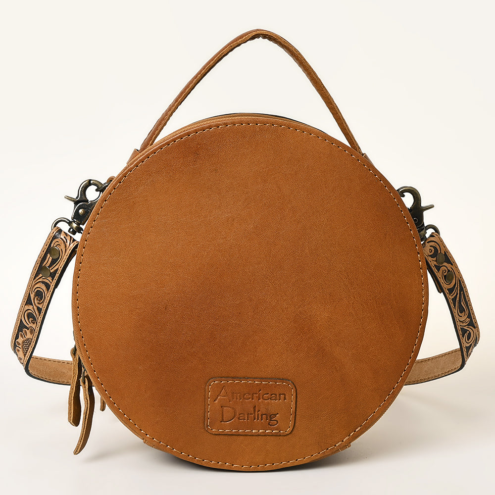 ADBG1094 American Darling Hand-Tooled Western Leather Canteen Bag with Woven Saddle Blanket