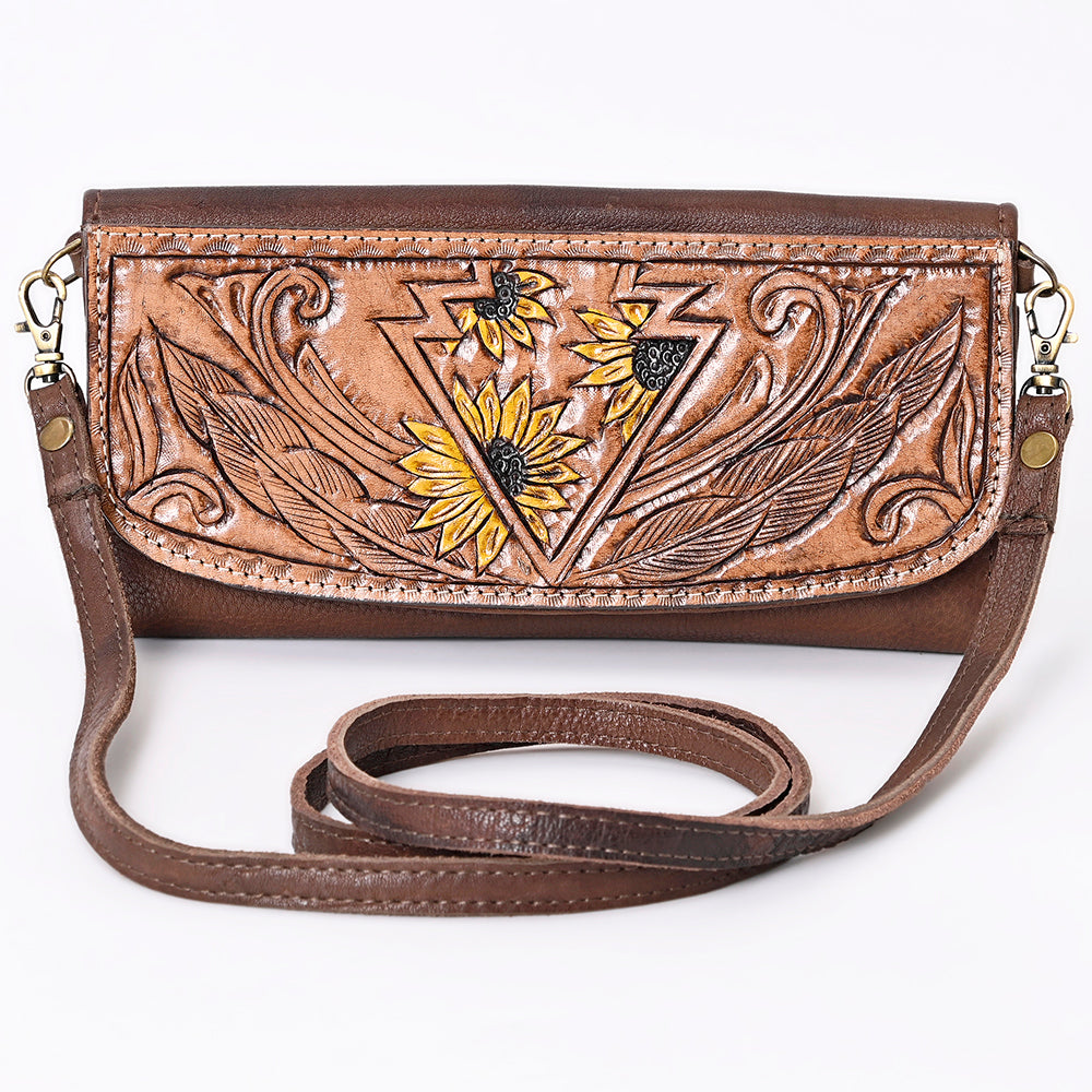 ADBGM102 Western Floral Tooled Leather Crossbody - by American Darling