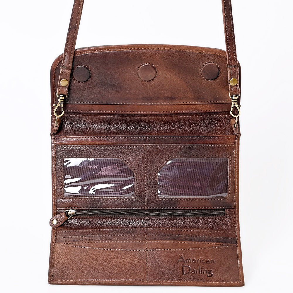 ADBGM102 Western Floral Tooled Leather Crossbody - by American Darling