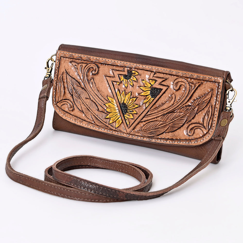 ADBGM102 Western Floral Tooled Leather Crossbody - by American Darling