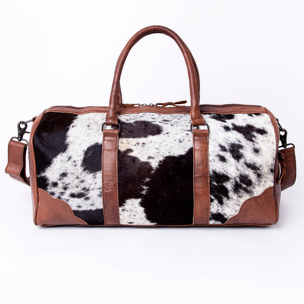 ADBG1095 American Darling Western Leather Duffle Bag Hair-On Cowhide and Fringe