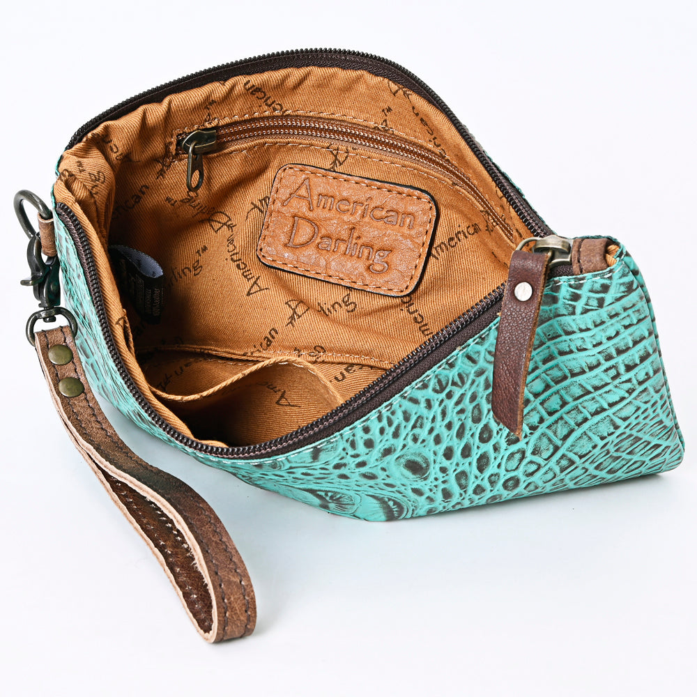 ADBG768 Croc-Embossed Genuine Leather Western Wristlet American Darling