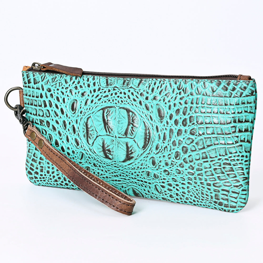 ADBG768 Croc-Embossed Genuine Leather Western Wristlet American Darling