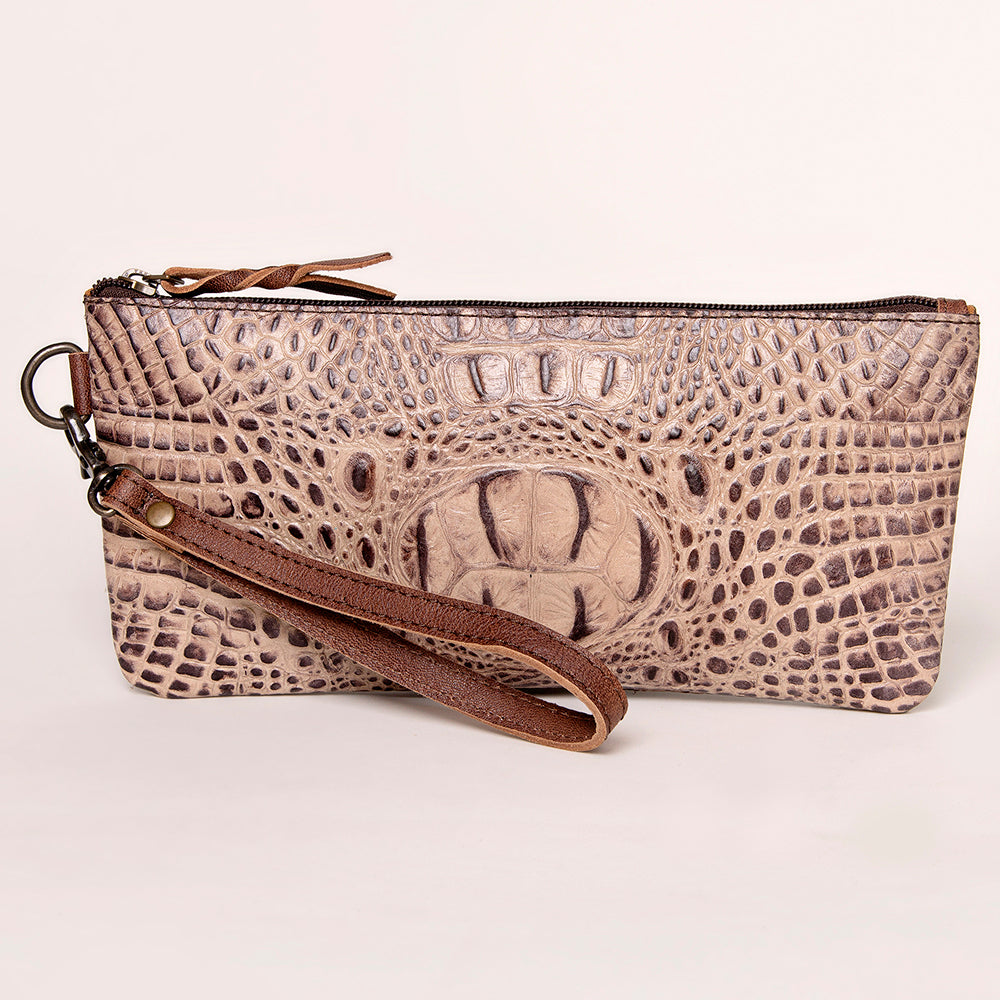 ADBG768 American Darling Handcrafted Embossed Leather Wristlet Zippered Clutch Wallet Bag