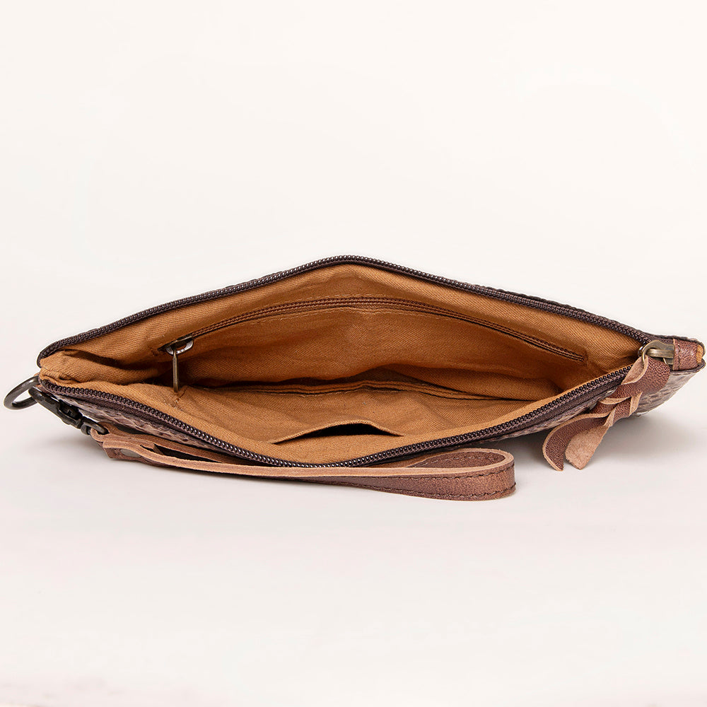 ADBG768 American Darling Handcrafted Embossed Leather Wristlet Zippered Clutch Wallet Bag