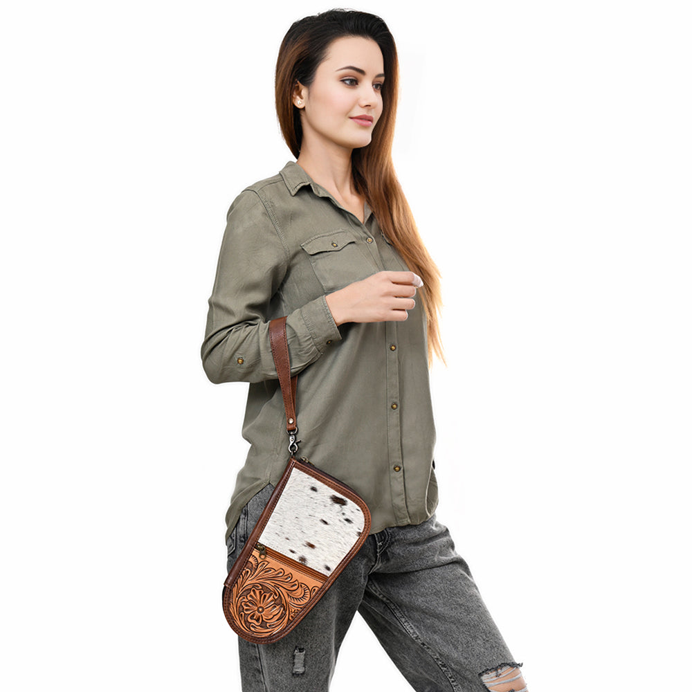 LC-ADGC103 Hair-On Cowhide & Tooled Leather Pistol Case - American Darling