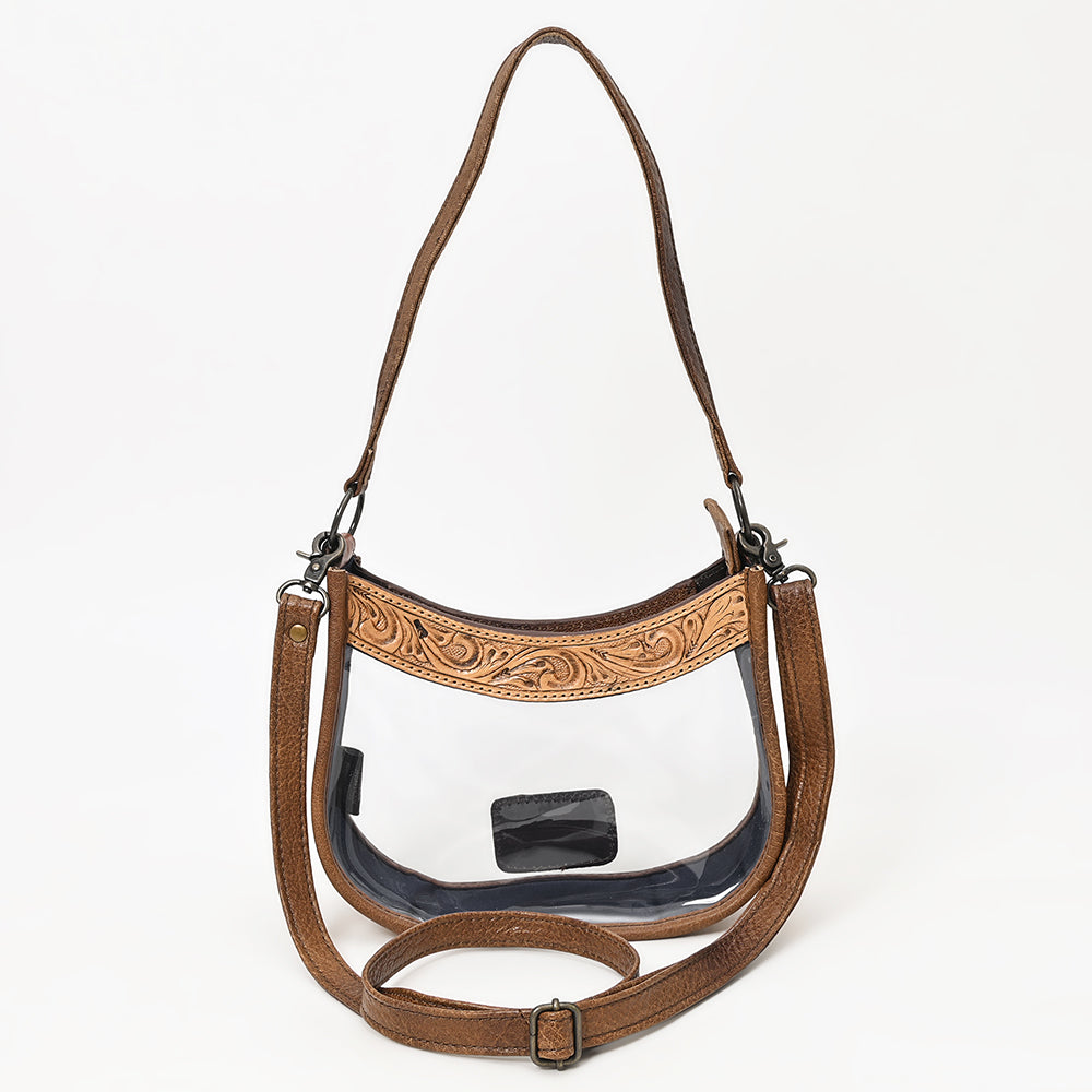 ADBG1098 American Darling Western Leather Clear Bag with Hand Tooled Accents