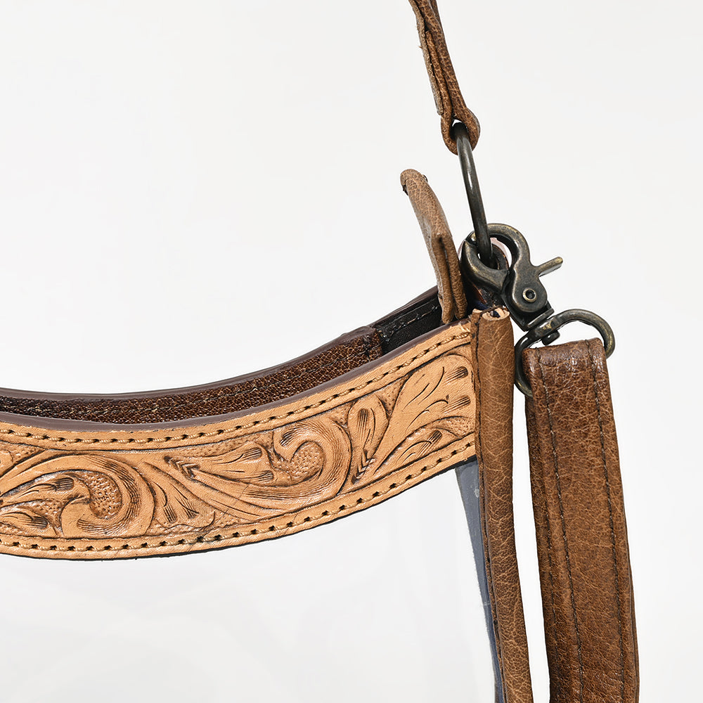 ADBG1098 American Darling Western Leather Clear Bag with Hand Tooled Accents