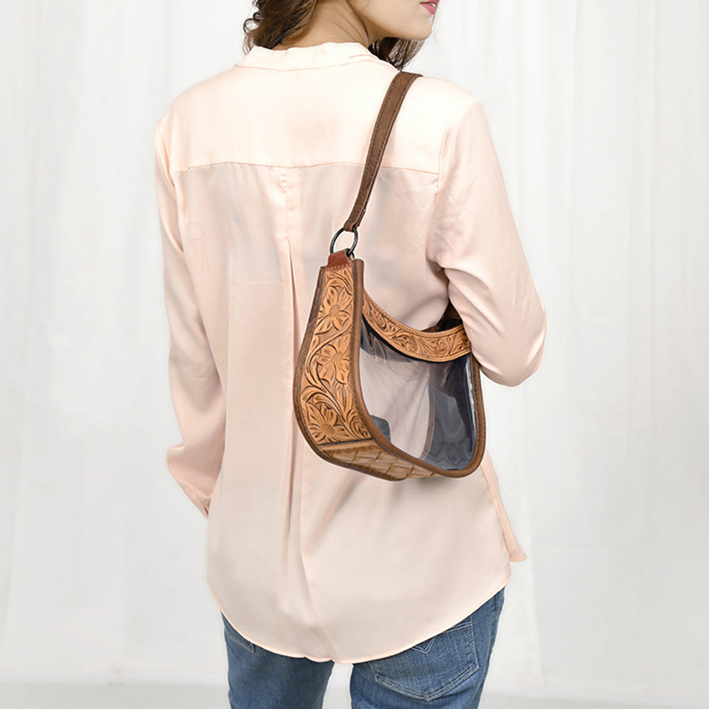 ADBG1098 American Darling Western Leather Clear Bag with Hand Tooled Accents