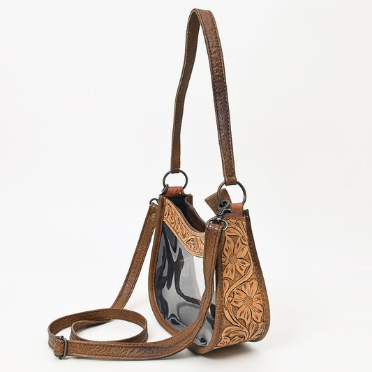 ADBG1098 American Darling Western Leather Clear Bag with Hand Tooled Accents