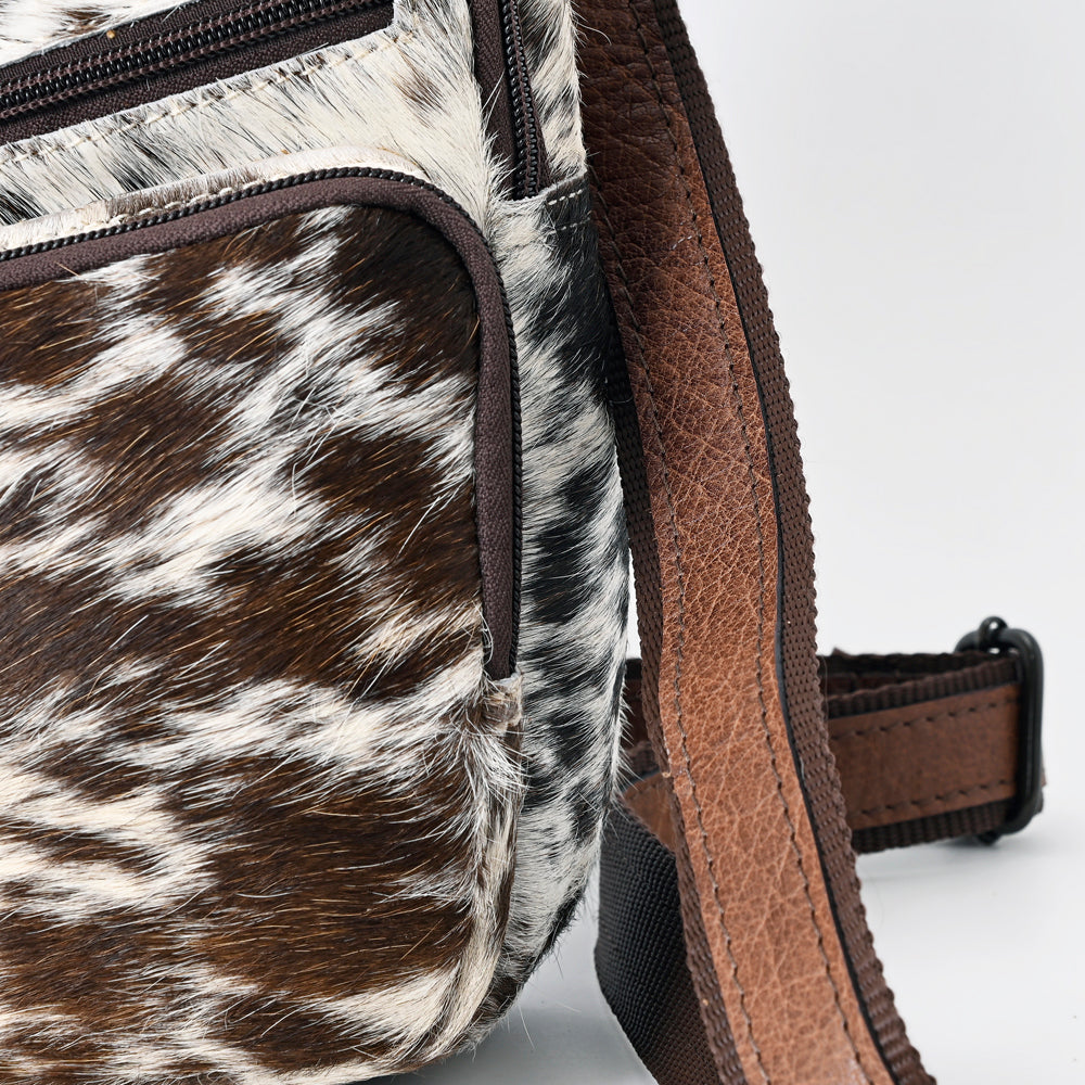 ADBG1103 American Darling Western Hair-On Cowhide Sling Backpack - Genuine Leather Everyday Crossbody Bag