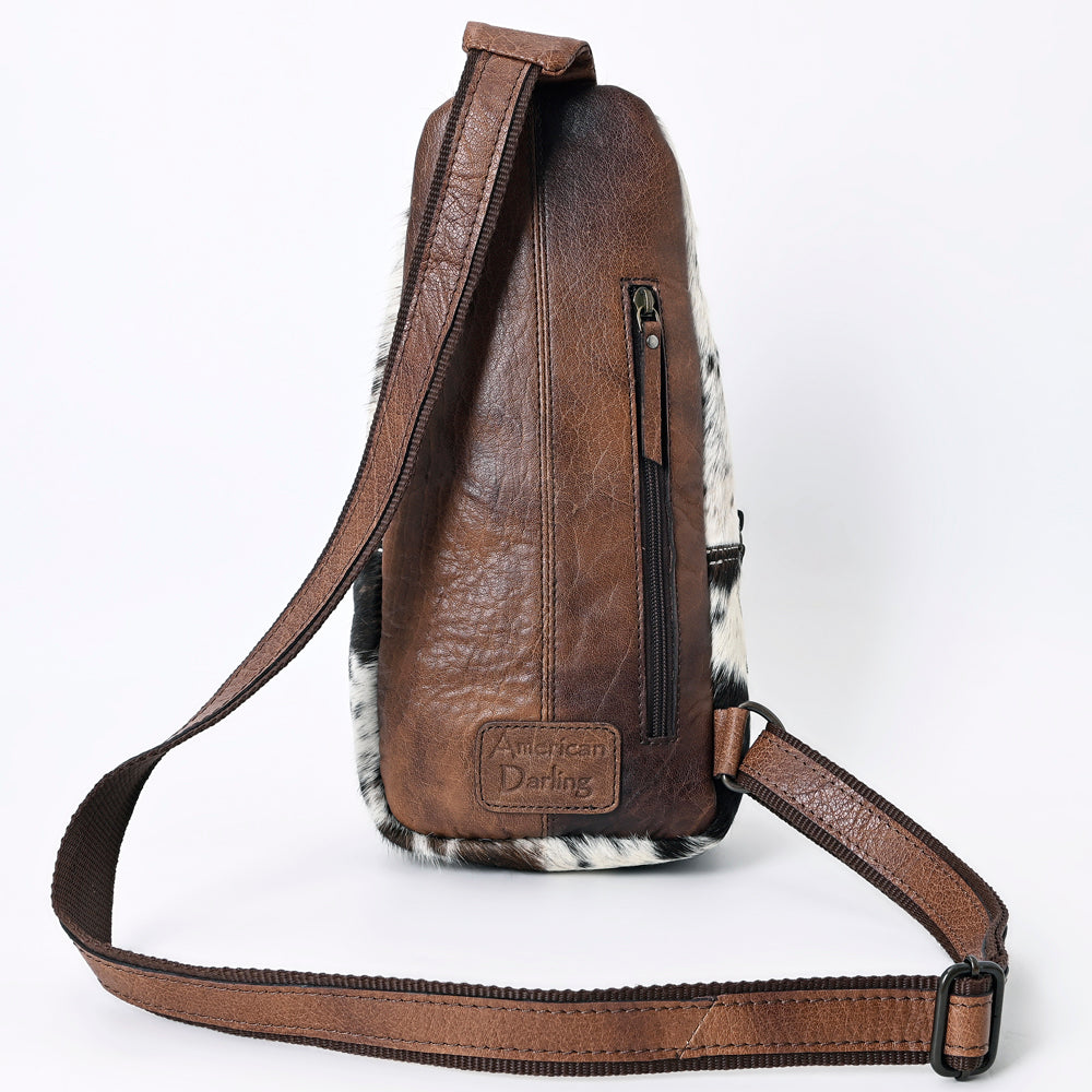 ADBG1103 American Darling Western Hair-On Cowhide Sling Backpack - Genuine Leather Everyday Crossbody Bag