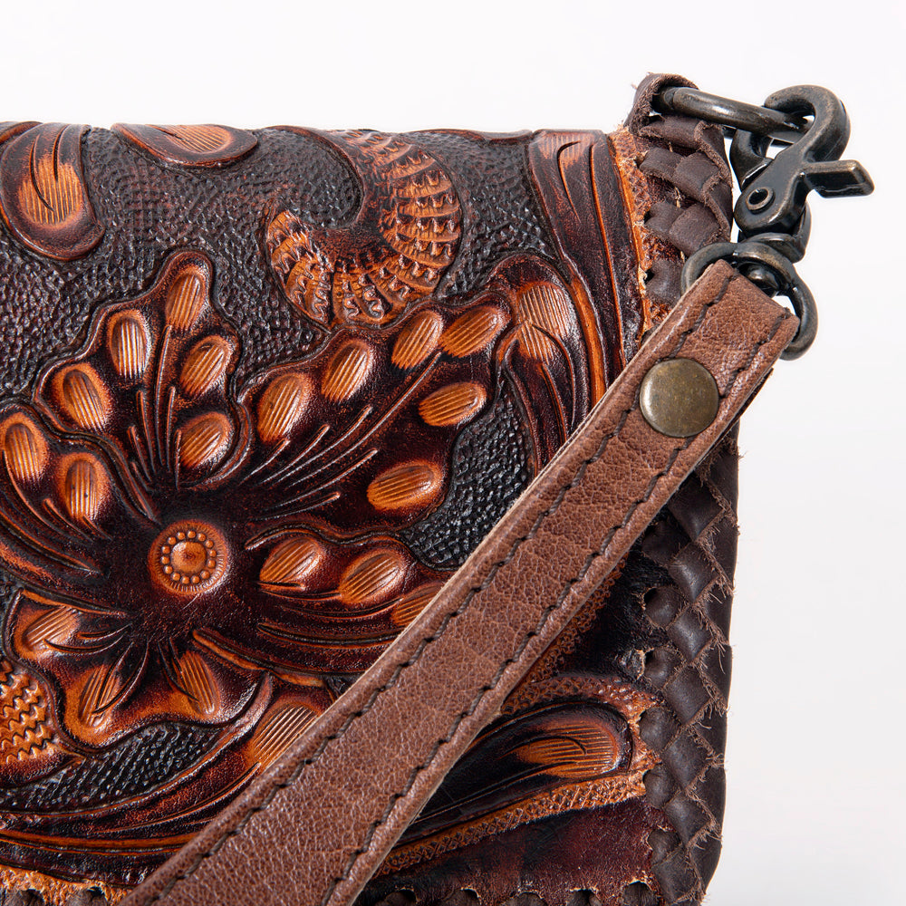 ADBG1106 American Darling Hand-Tooled Leather Western Wallet Handbag - Genuine Leather Floral Carved Wallet