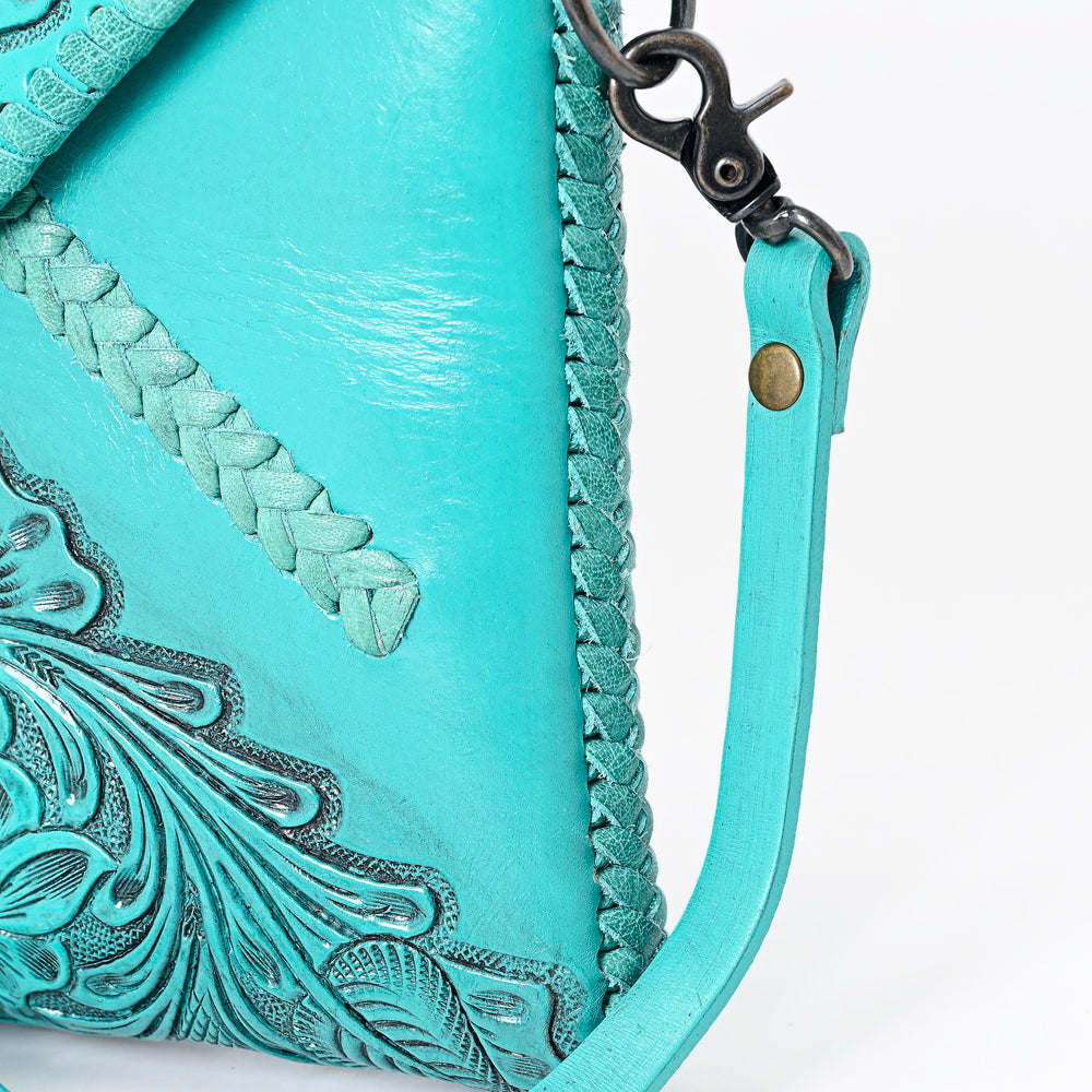 ADBG1109 American Darling Hand-Tooled Genuine Leather Western Envelope Bag - Floral Carved Crossbody