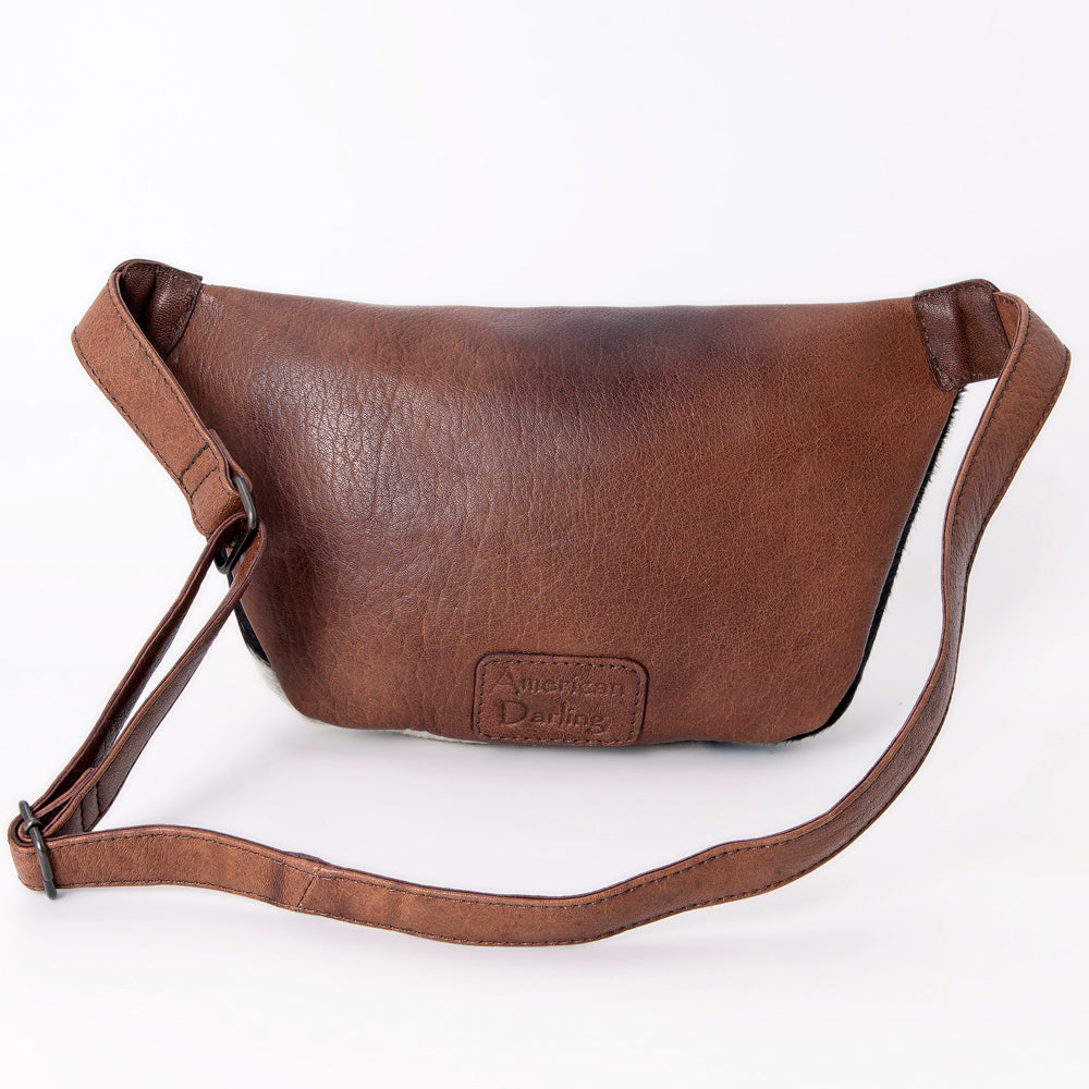 ADBG1110 American Darling Hair-On Cowhide Western Fanny Pack - Genuine Leather Hand-Tooled Belt Bag