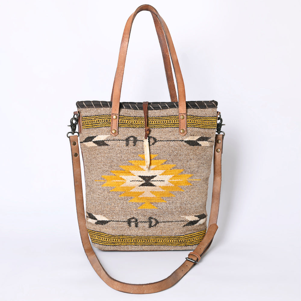 ADBG1111 American Darling Hand-Woven Saddle Blanket Western Tote Bag - Genuine Leather Artisan Carryall