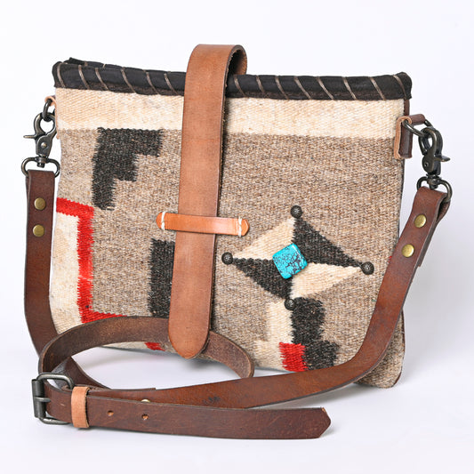ADBG1112 American Darling Hand-Woven Saddle Blanket Western Crossbody Bag - Genuine Leather Artisan Purse