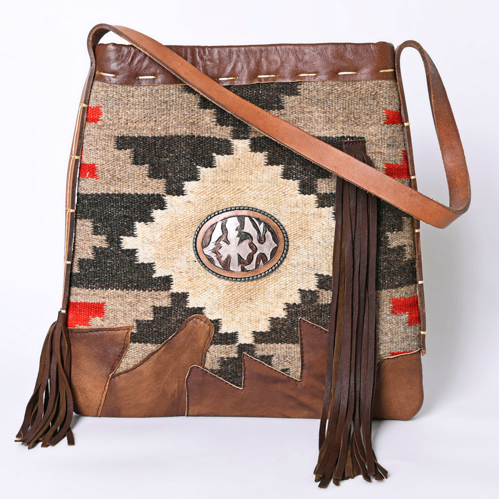 ADBG1114 American Darling Hair-On Cowhide Western Crossbody Bag - Genuine Leather Fringe Artisan Purse