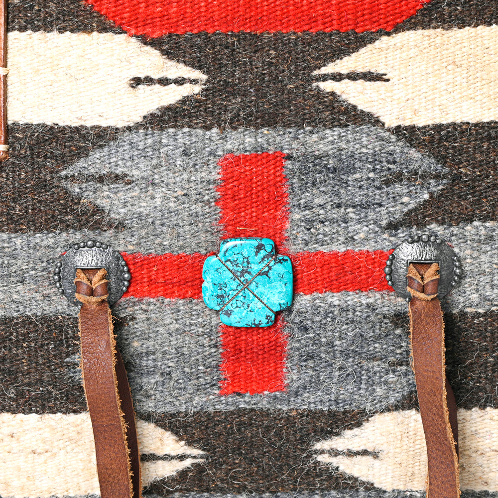 ADBG1115 American Darling Western Leather Tote Bag with Fringe & Handwoven Saddle Blanket Panel