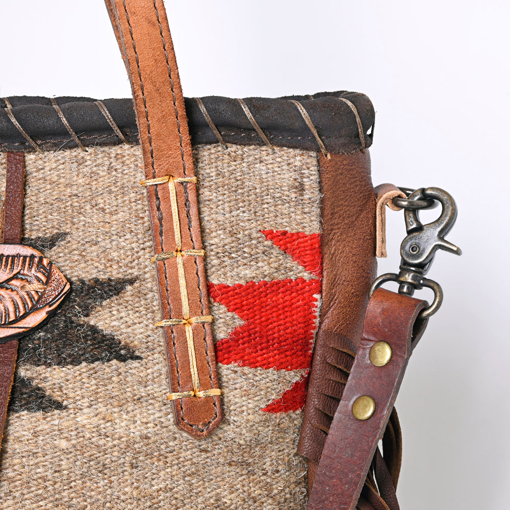 ADBG1119 American Darling Western Fringe Leather Tote Bag with Native American Inspired Handwoven Design