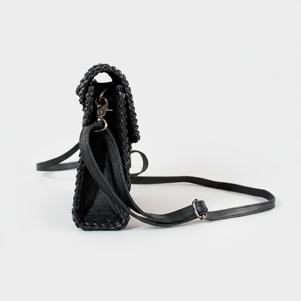 Laurel Rodeo Genuine Hand Tooled Black Leather Crossbody Bag