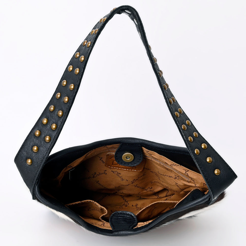 ADBG1122 American Darling Handcrafted Cowhide Leather Hobo Bag with Tooled Floral Details - Premium Western Style