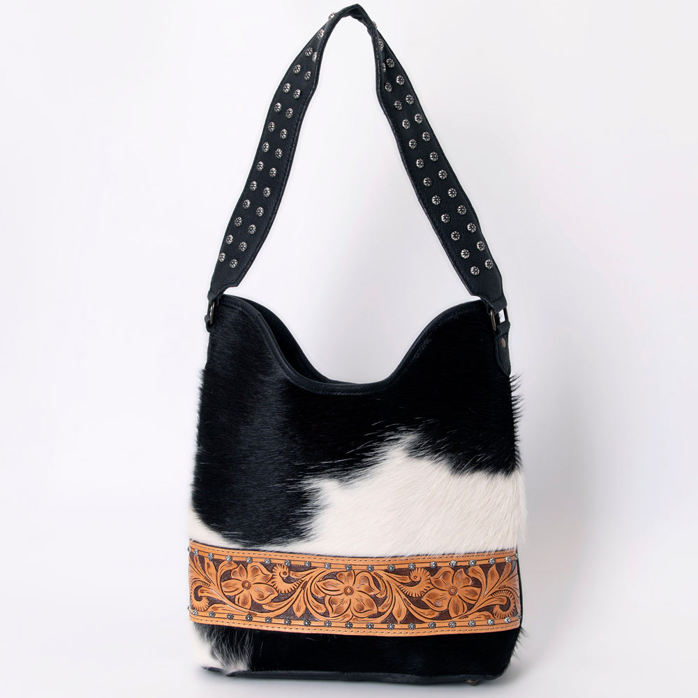 ADBG1122 American Darling Handcrafted Cowhide Leather Hobo Bag with Tooled Floral Details - Premium Western Style