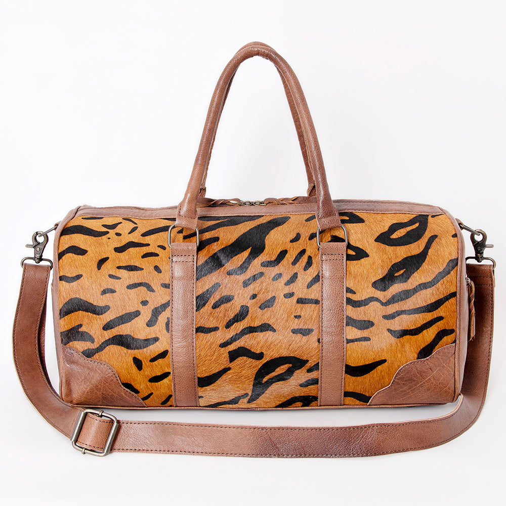 ADBG1123 American Darling Handcrafted Western Leather Duffle Bag with Hair-On Cowhide & Premium Detailing